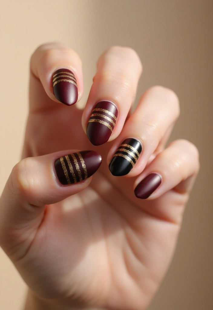 26 Creative Seasonal Nail Designs for Fall to Winter - 13. Elegant Stripes