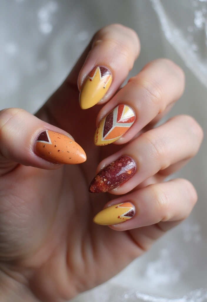 26 Creative Seasonal Nail Designs for Fall to Winter - 17. Geometric Patterns