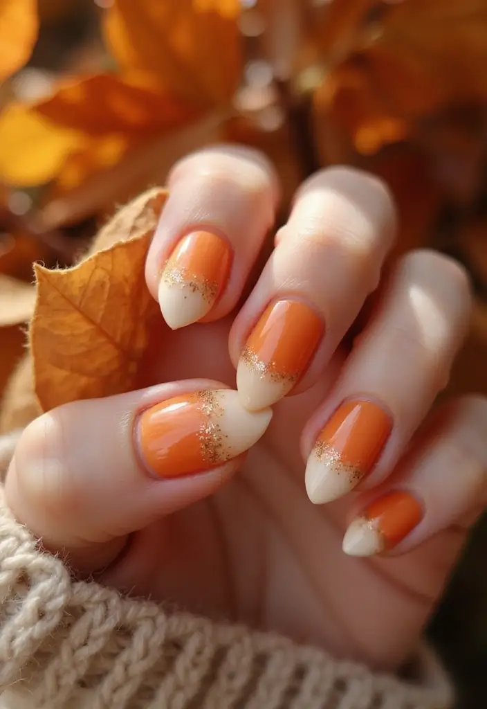 26 Creative Seasonal Nail Designs for Fall to Winter - 2. Pumpkin Spice Ombre