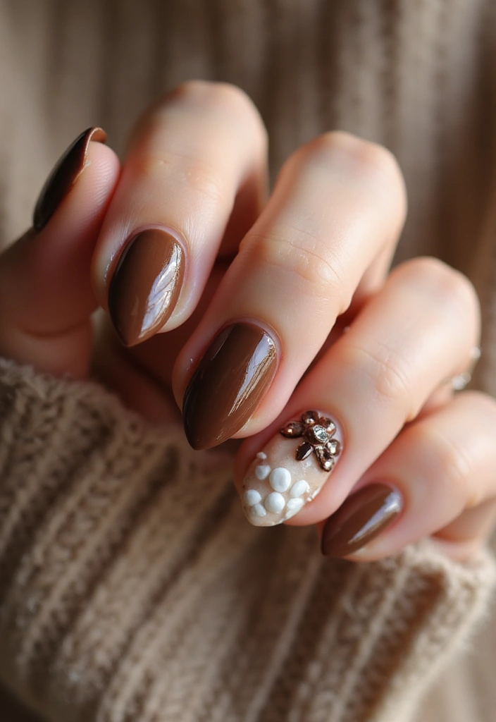 26 Creative Seasonal Nail Designs for Fall to Winter - 21. Cozy Hot Chocolate