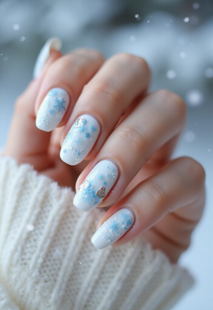 26 Creative Seasonal Nail Designs for Fall to Winter - 25. Crisp Snowy Days