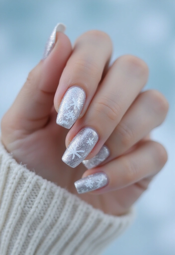 26 Creative Seasonal Nail Designs for Fall to Winter - 4. Frosty Snowflakes