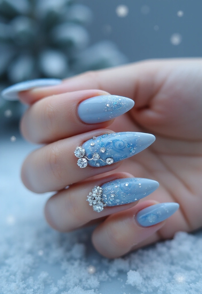 26 Creative Seasonal Nail Designs for Fall to Winter - 8. Icy Blues