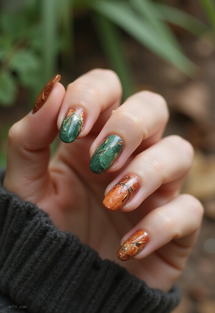 26 Creative Seasonal Nail Designs for Fall to Winter - 9. Earthy Tones