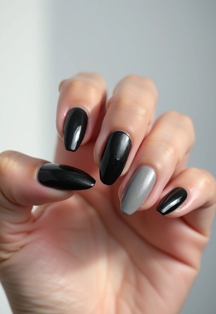 27 Classy Black Nail Ideas That Work Beyond Halloween - 23. Black and Gray Gradient