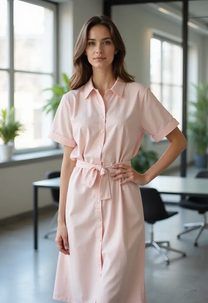 27 Classy Work Dress Ideas for an Effortless Office Look - 6. The Midi Shirt Dress
