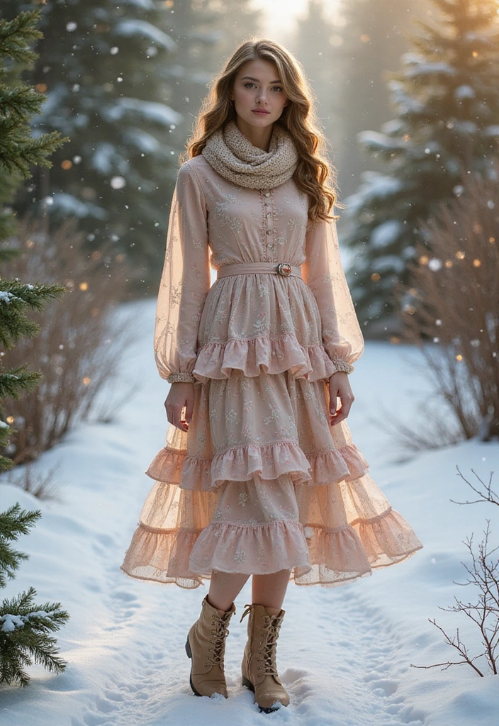 27 Elegant Winter Dresses for a Festive December Look - 27. Whimsical Tiered Midi Dresses