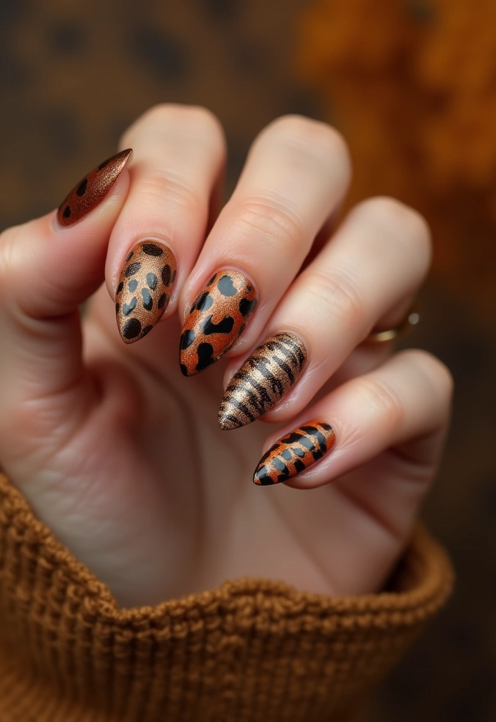 27 Fall Nail Designs to Welcome September in Style - 10. Animal Print Fun
