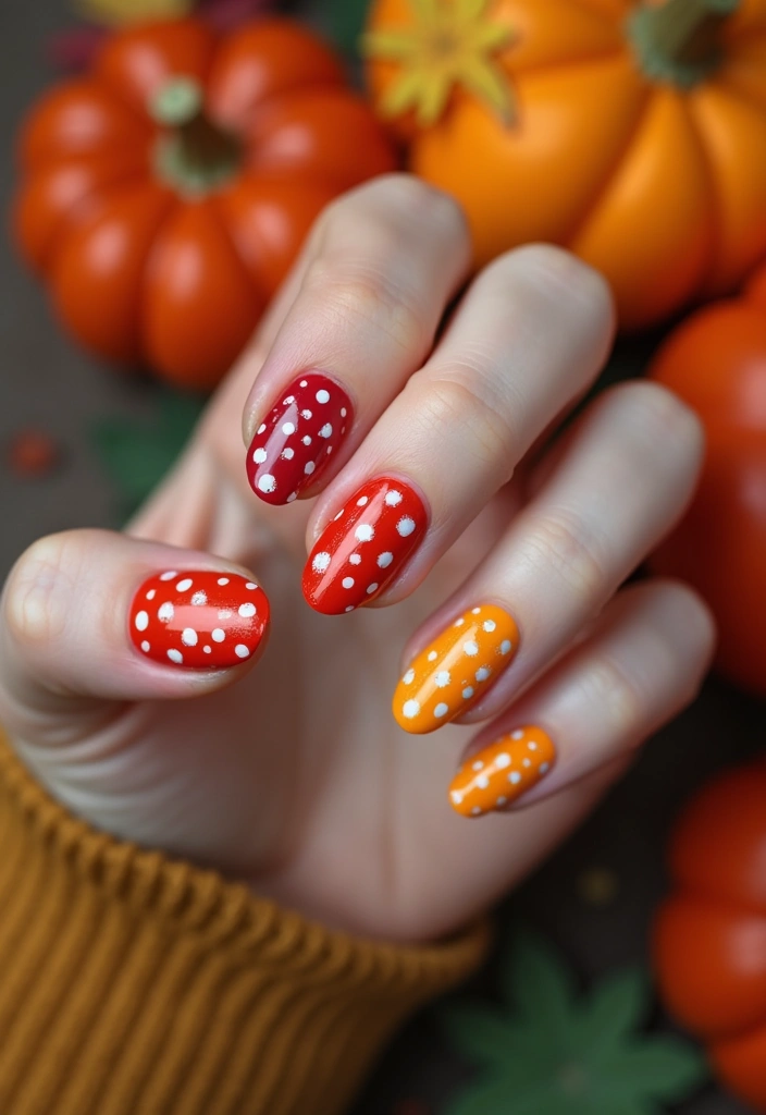 27 Fall Nail Designs to Welcome September in Style - 20. Retro Polka Dots