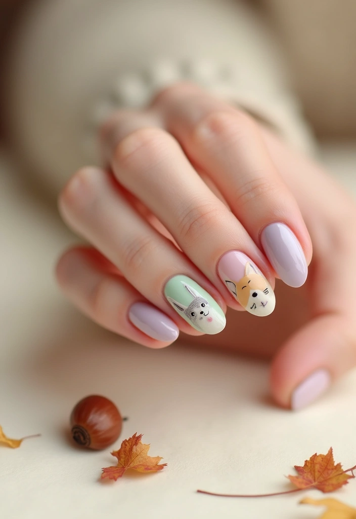 27 Fall Nail Designs to Welcome September in Style - 21. Cute Animal Faces