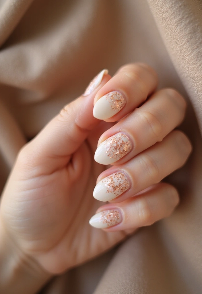 27 Fall Nail Designs to Welcome September in Style - 26. Cream with Copper Flakes