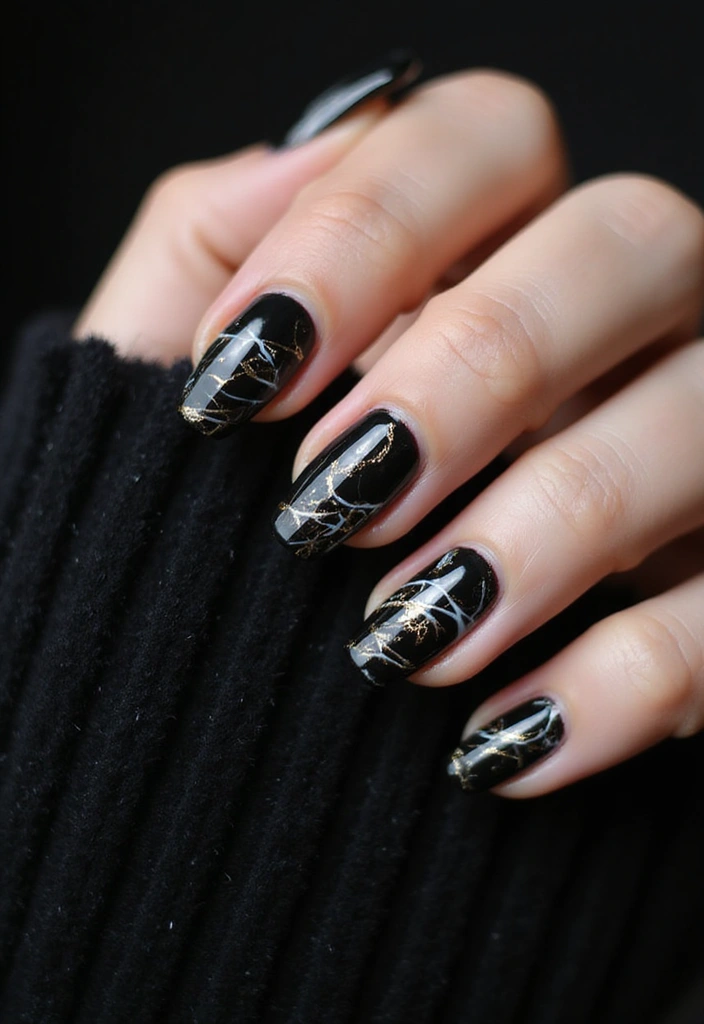27 Fall Nail Designs to Welcome September in Style - 27. Elegant Black Marble