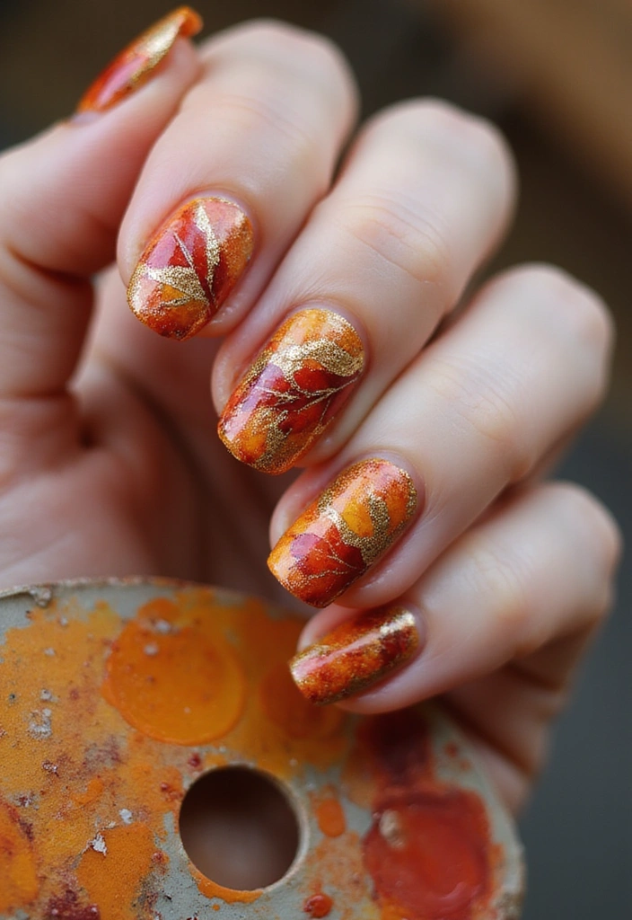 27 Fall Nail Designs to Welcome September in Style - 27. Hand-Painted Scenes