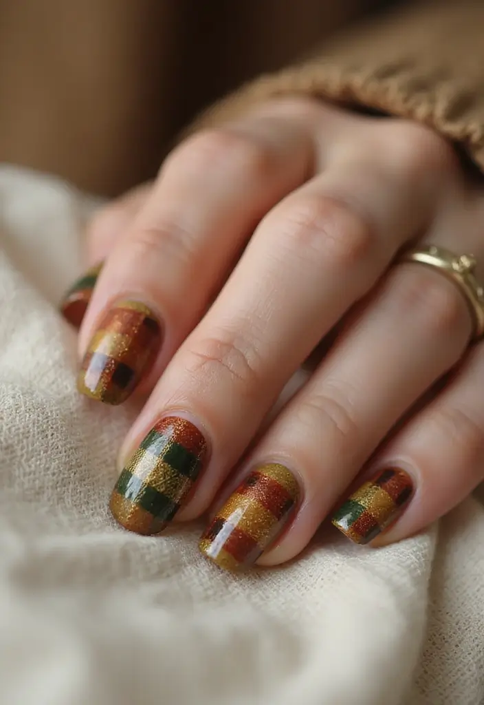 27 Fall Nail Designs to Welcome September in Style - 5. Vintage Plaid Patterns