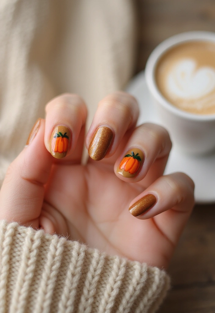27 Fall Nail Designs to Welcome September in Style - 7. Pumpkin Spice Inspired