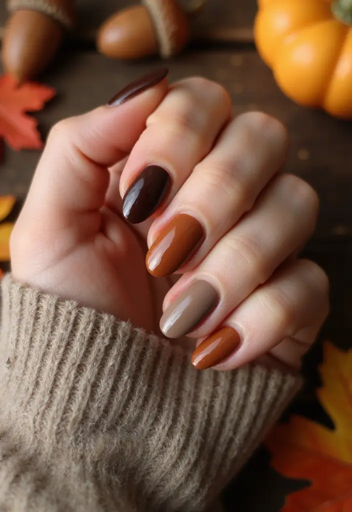 27 Fall Nail Designs to Welcome September in Style - 8. Rustic Brown Tones