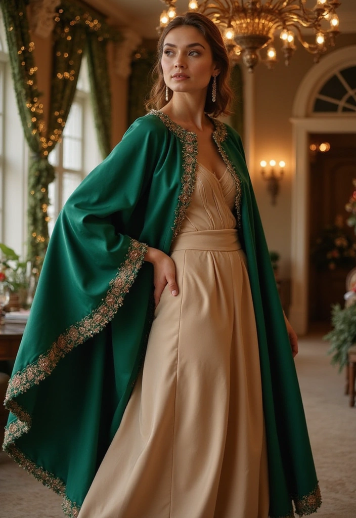 27 Midi Dress Outfits That Shine in Holiday Layers - 16. Elegant Layering with a Cape