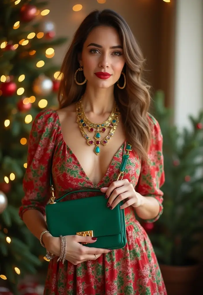 27 Midi Dress Outfits That Shine in Holiday Layers - 26. Pairing with Cute Accessories