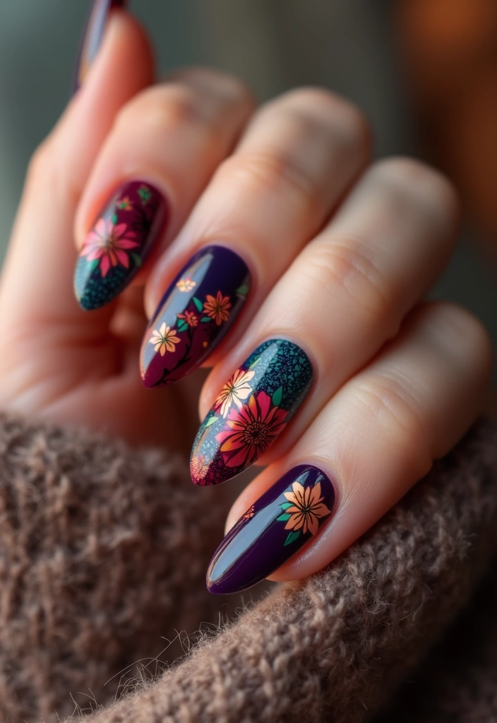 27 Stunning Nail Art Ideas That Will Be Everywhere This Fall - 2. Floral Patterns with a Twist