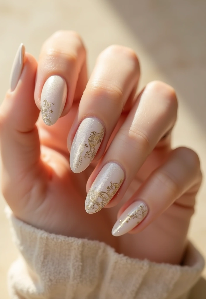 27 Stunning Nail Art Ideas That Will Be Everywhere This Fall - 20. Subtle Metallic Swirls