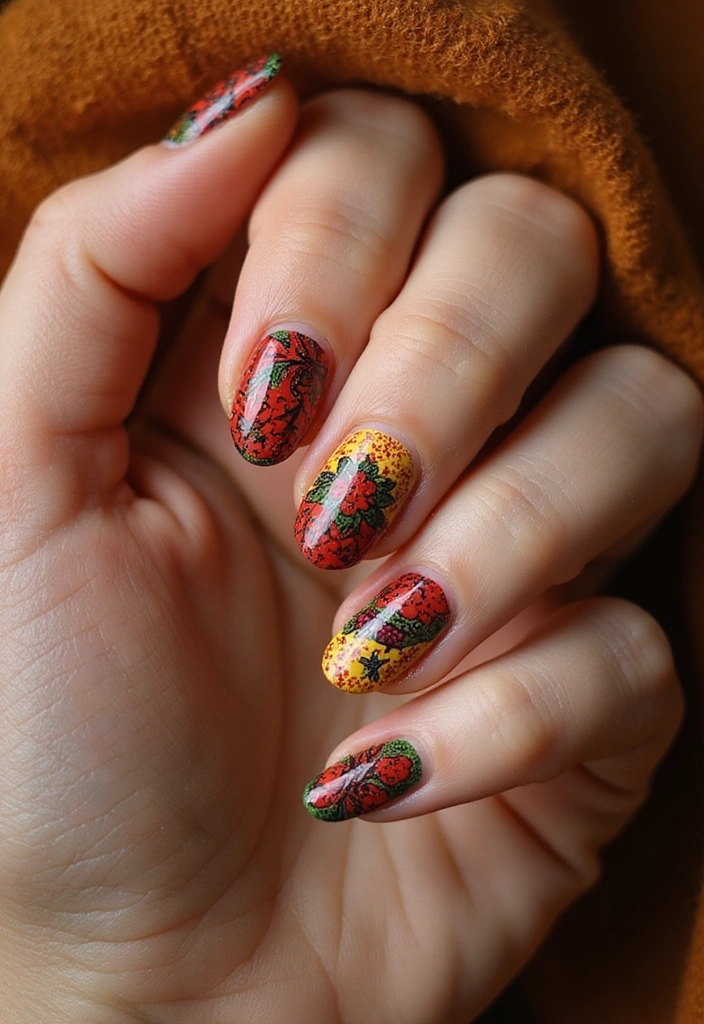 27 Stunning Nail Art Ideas That Will Be Everywhere This Fall - 24. Folk Art Inspired Designs