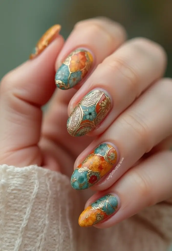 27 Stunning Nail Art Ideas That Will Be Everywhere This Fall - 27. Vintage Boho Patterns