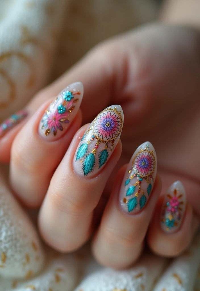 27 Stunning Nail Art Ideas That Will Be Everywhere This Fall - 4. Dreamcatcher Motifs