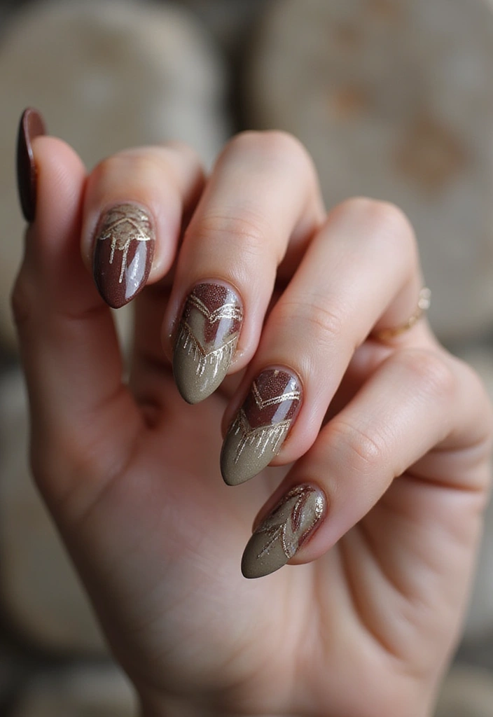 27 Stunning Nail Art Ideas That Will Be Everywhere This Fall - 6. Boho Chic Patterns with Tribal Inspiration