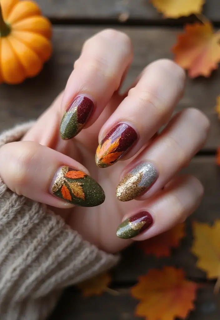 27 Stunning Nail Art Ideas That Will Be Everywhere This Fall - 7. Rustic Accents with Glitter
