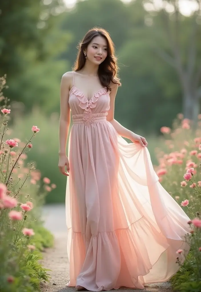 27 Wedding Guest Dresses That Wow Without Upstaging - 11. Chiffon Gown with Ruffles