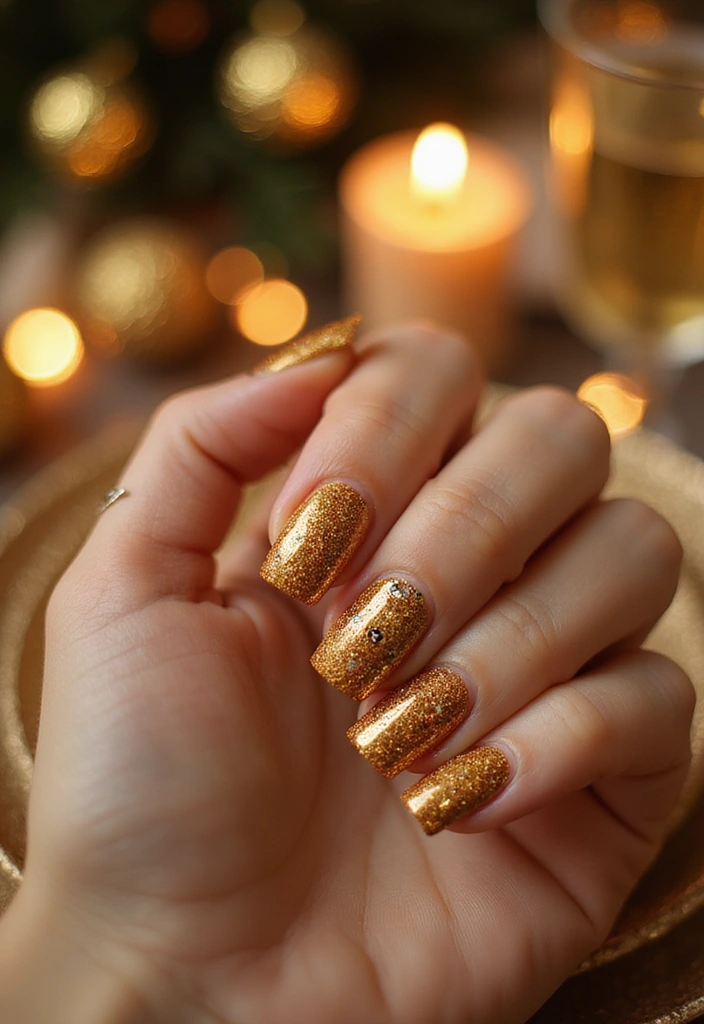28 Bold Nail Colors You’ll Want to Try This Winter - 10. Glittery Gold