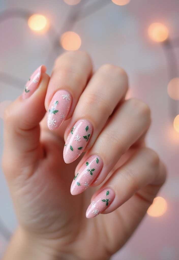 28 Chic Winter Nail Designs That Feel Cozy and Stylish - 10. Rosy Holiday Cheer