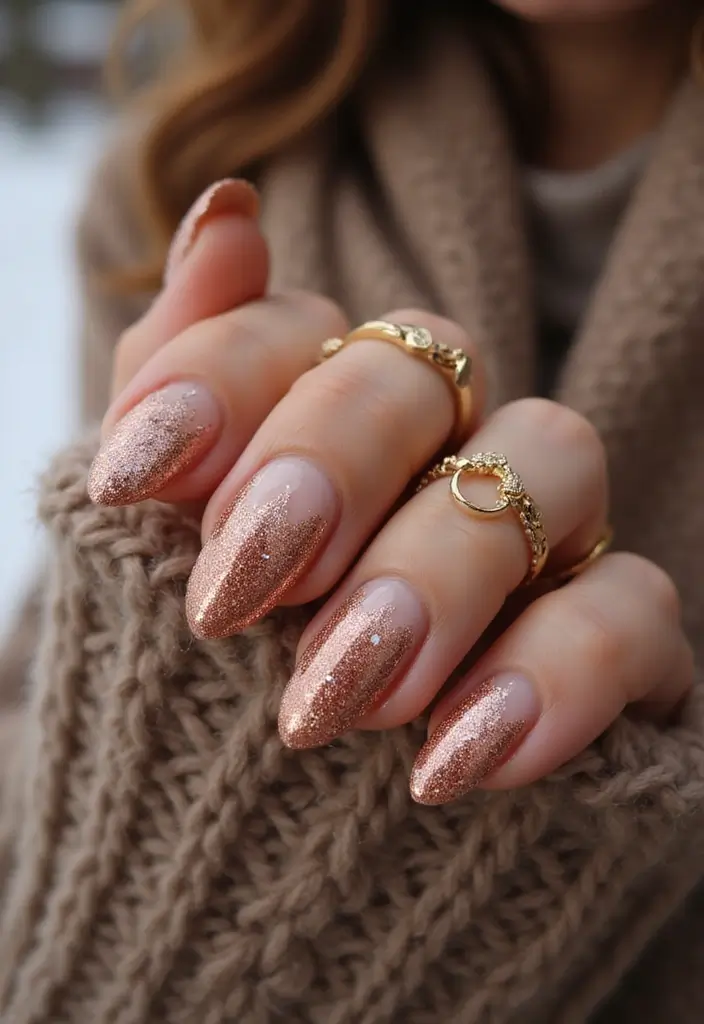 28 Chic Winter Nail Designs That Feel Cozy and Stylish - 11. Warm Copper Glitter