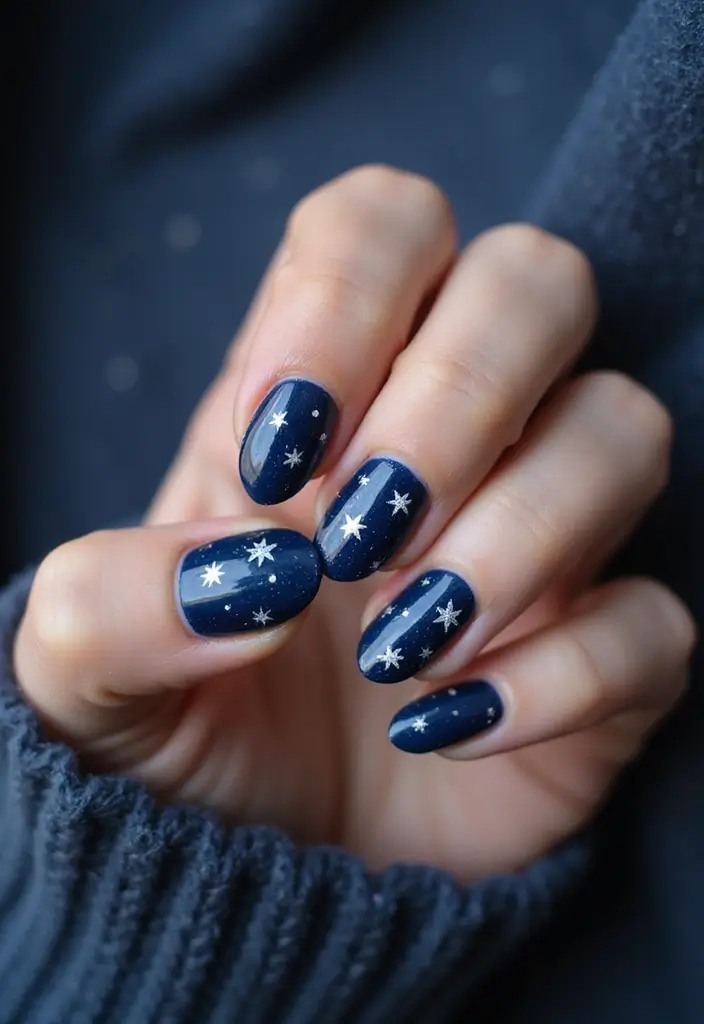 28 Chic Winter Nail Designs That Feel Cozy and Stylish - 12. Starry Night