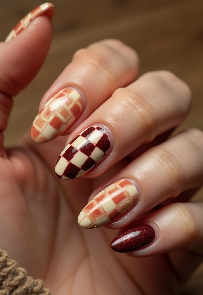 28 Chic Winter Nail Designs That Feel Cozy and Stylish - 16. Vintage Checkered