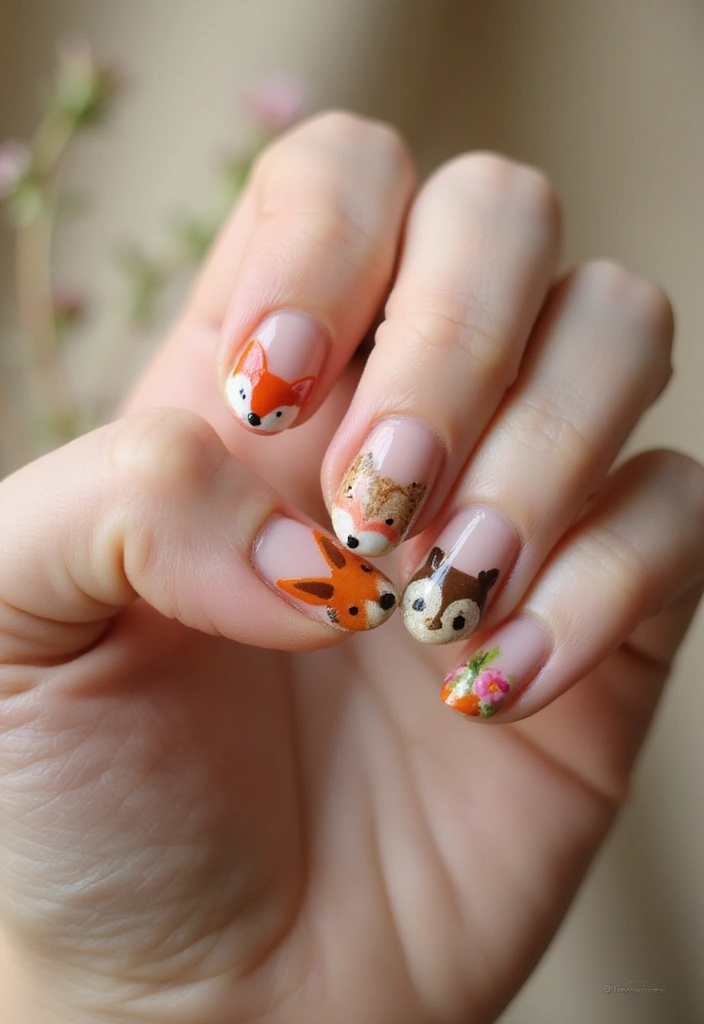 28 Chic Winter Nail Designs That Feel Cozy and Stylish - 23. Woodland Creatures
