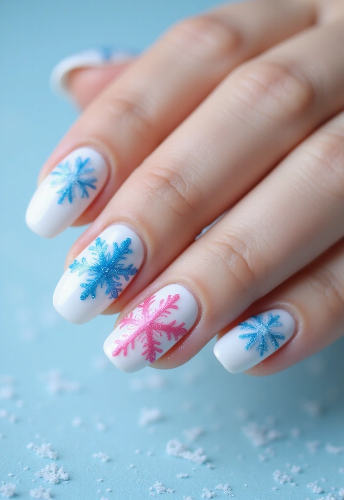 28 Chic Winter Nail Designs That Feel Cozy and Stylish - 26. Colorful Snowflakes