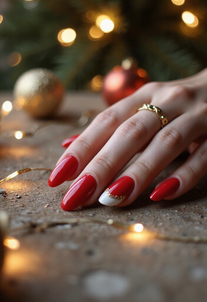 28 Chic Winter Nail Designs That Feel Cozy and Stylish - 4. Festive Red with Festive Tips