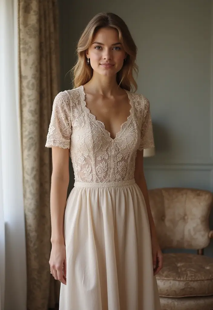 28 Elegant Long Dress Outfits for a Pinterest-Worthy Look - 16. Sophisticated Lace