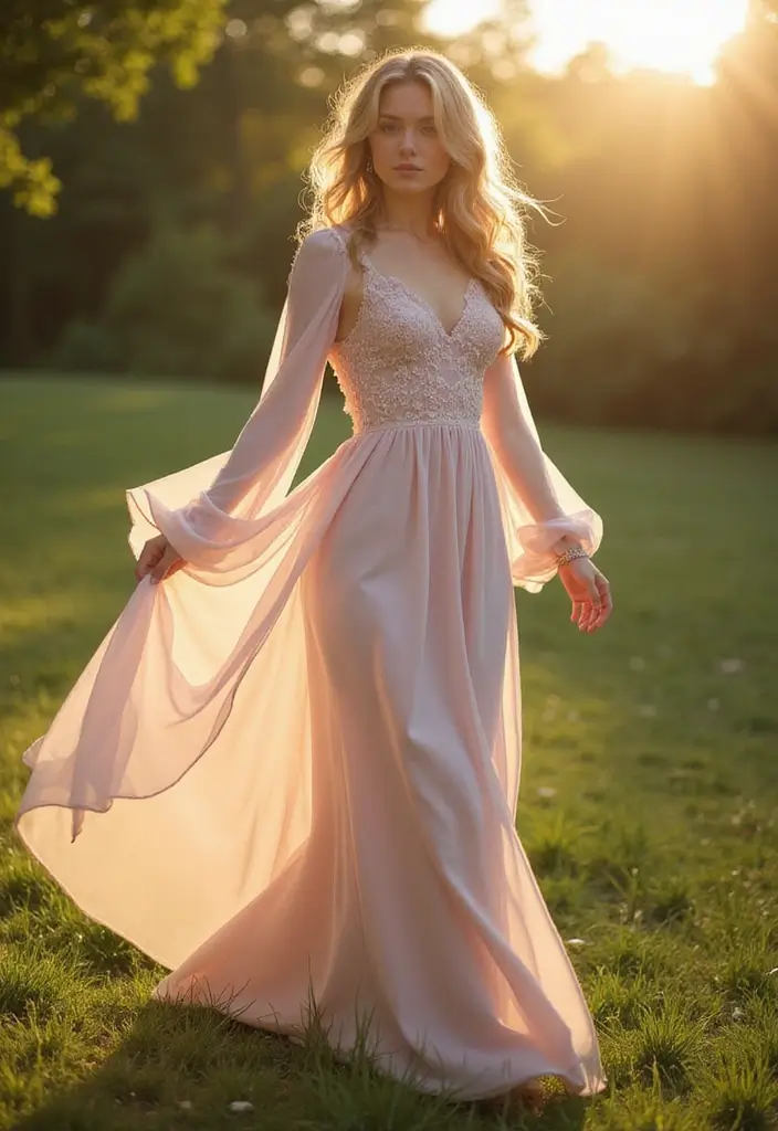 28 Elegant Long Dress Outfits for a Pinterest-Worthy Look - 25. Flowy Silhouettes