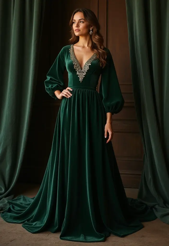 28 Elegant Long Dress Outfits for a Pinterest-Worthy Look - 6. Luxe Velvet Vibes