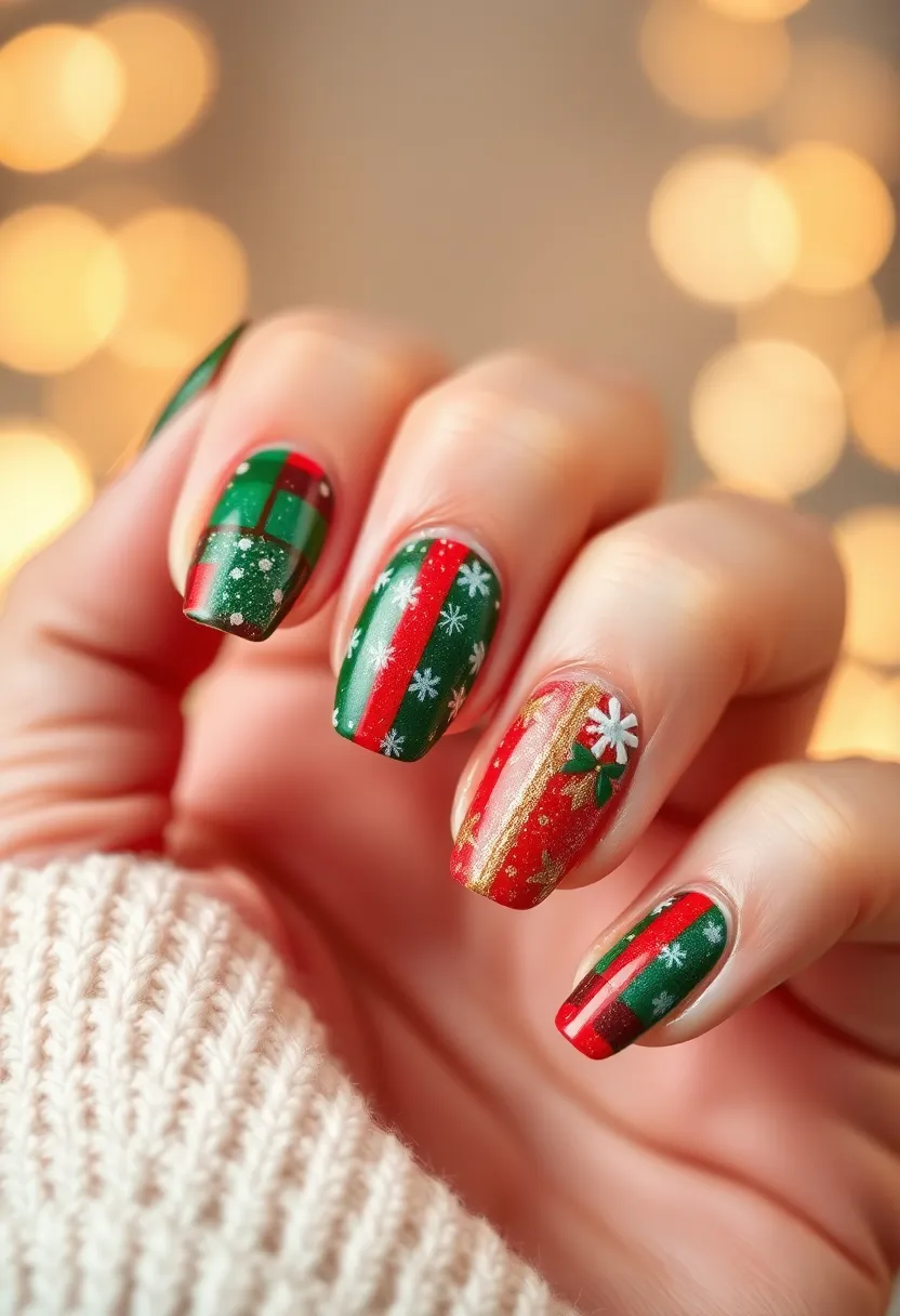 28 Glitter Nail Ideas That Light Up Your December Nights - 17. Sparkling Gift Wrap