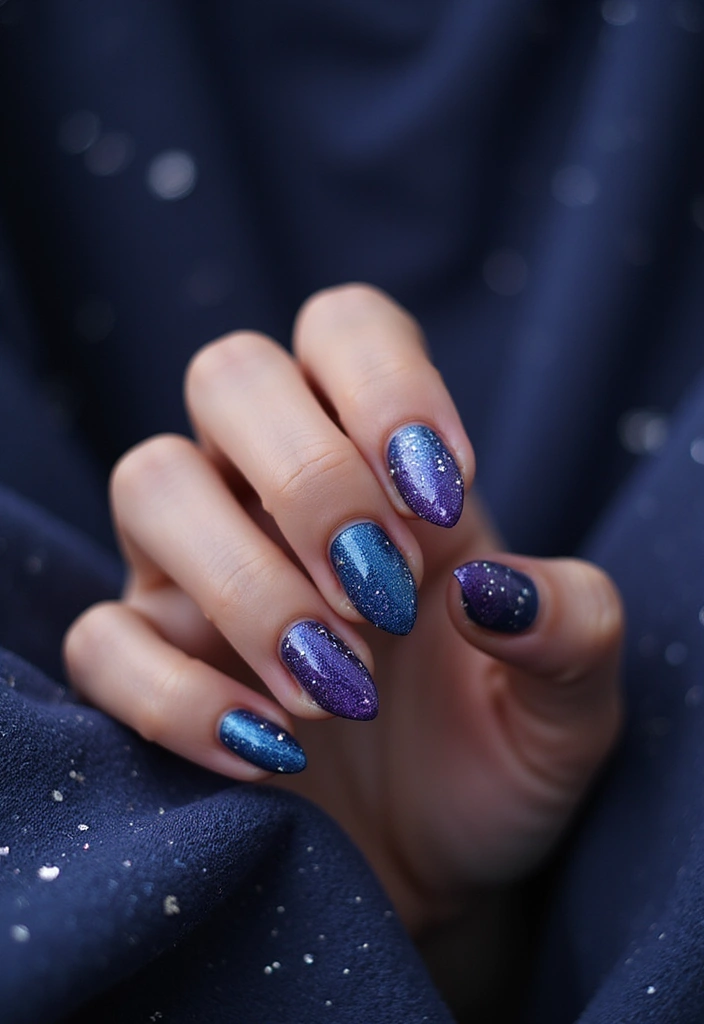 28 Glitter Nail Ideas That Light Up Your December Nights - 19. Twinkling Twilight