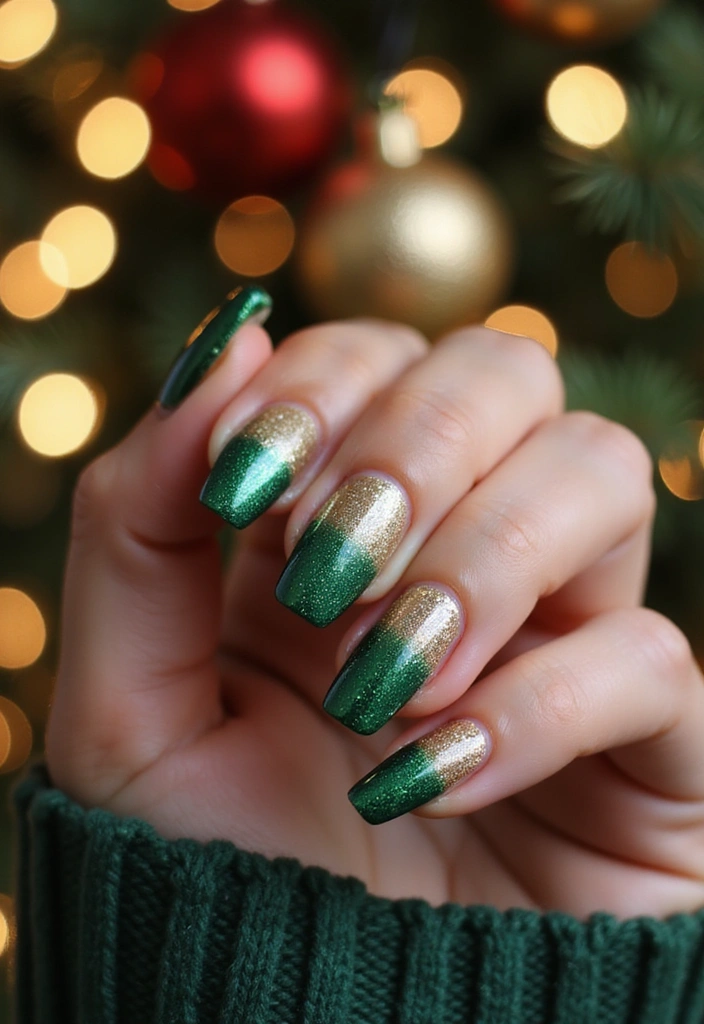 28 Glitter Nail Ideas That Light Up Your December Nights - 21. Festive Glitter Fade
