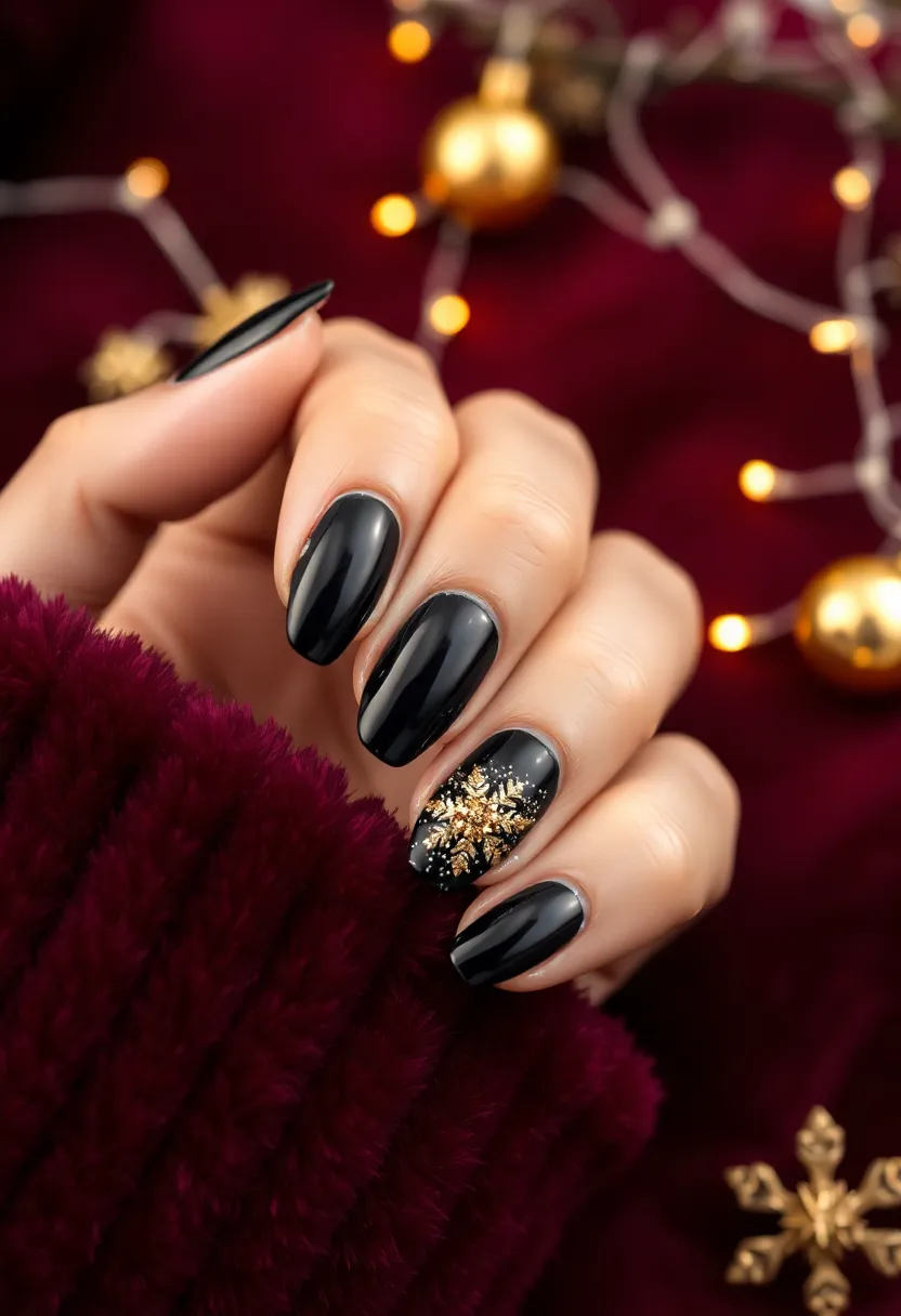 28 Glitter Nail Ideas That Light Up Your December Nights - 25. Elegant Black and Gold