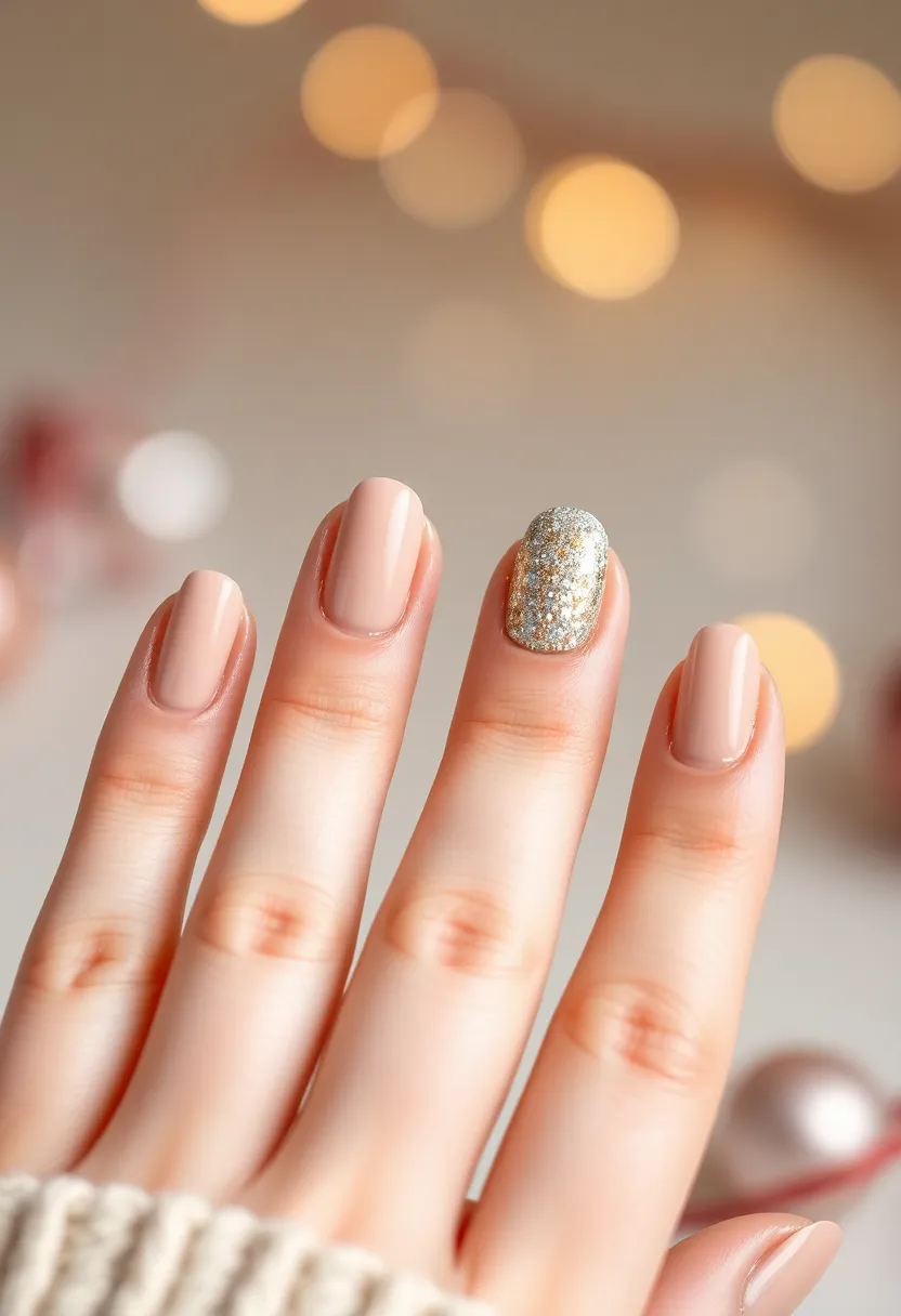 28 Glitter Nail Ideas That Light Up Your December Nights - 26. Simple Glitter Accent