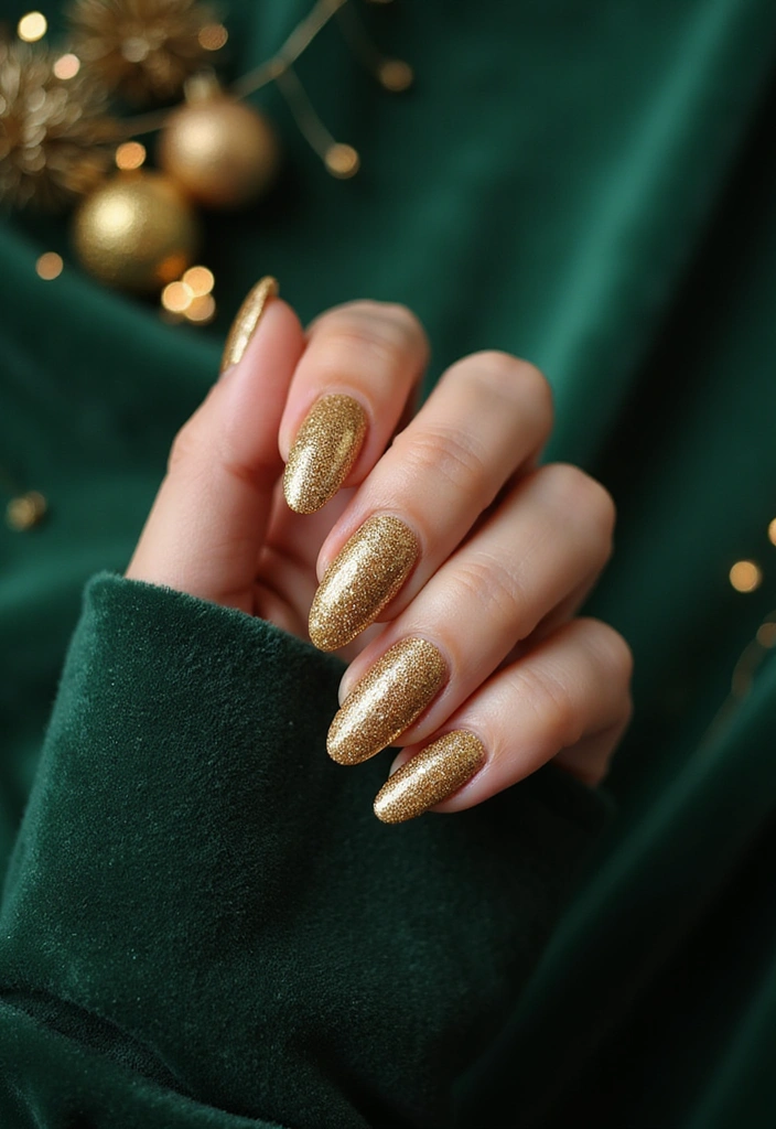 28 Glitter Nail Ideas That Light Up Your December Nights - 9. Golden Glimmer