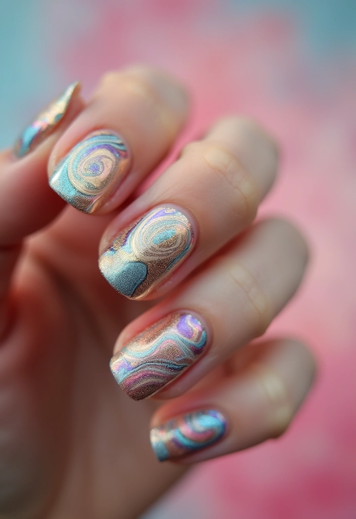 28 Party-Ready Metallic Nail Styles to Celebrate New Year’s in Style! - 13. Funky Metallic Marble