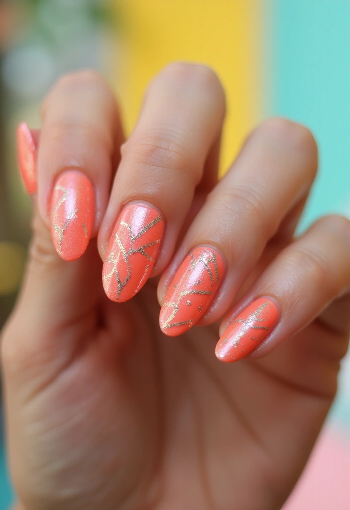 28 Party-Ready Metallic Nail Styles to Celebrate New Year’s in Style! - 17. Bright Coral Metallic