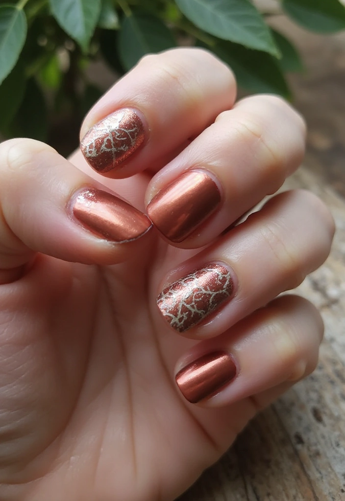 28 Party-Ready Metallic Nail Styles to Celebrate New Year’s in Style! - 21. Vintage Copper Finishes